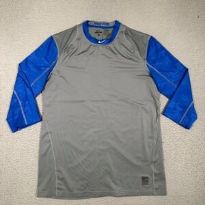 Nike Pro Combat Shirt Mens Large Gray Fitted Center Swoosh Athletic Stretch Logo